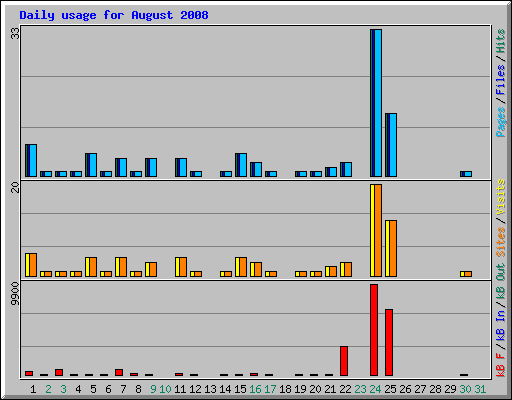 Daily usage for August 2008