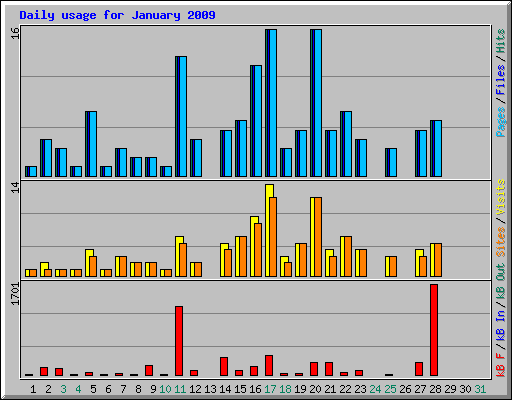 Daily usage for January 2009